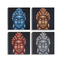 Set of 4 Buddha Heads with Sand Detail for Unique Home Decor