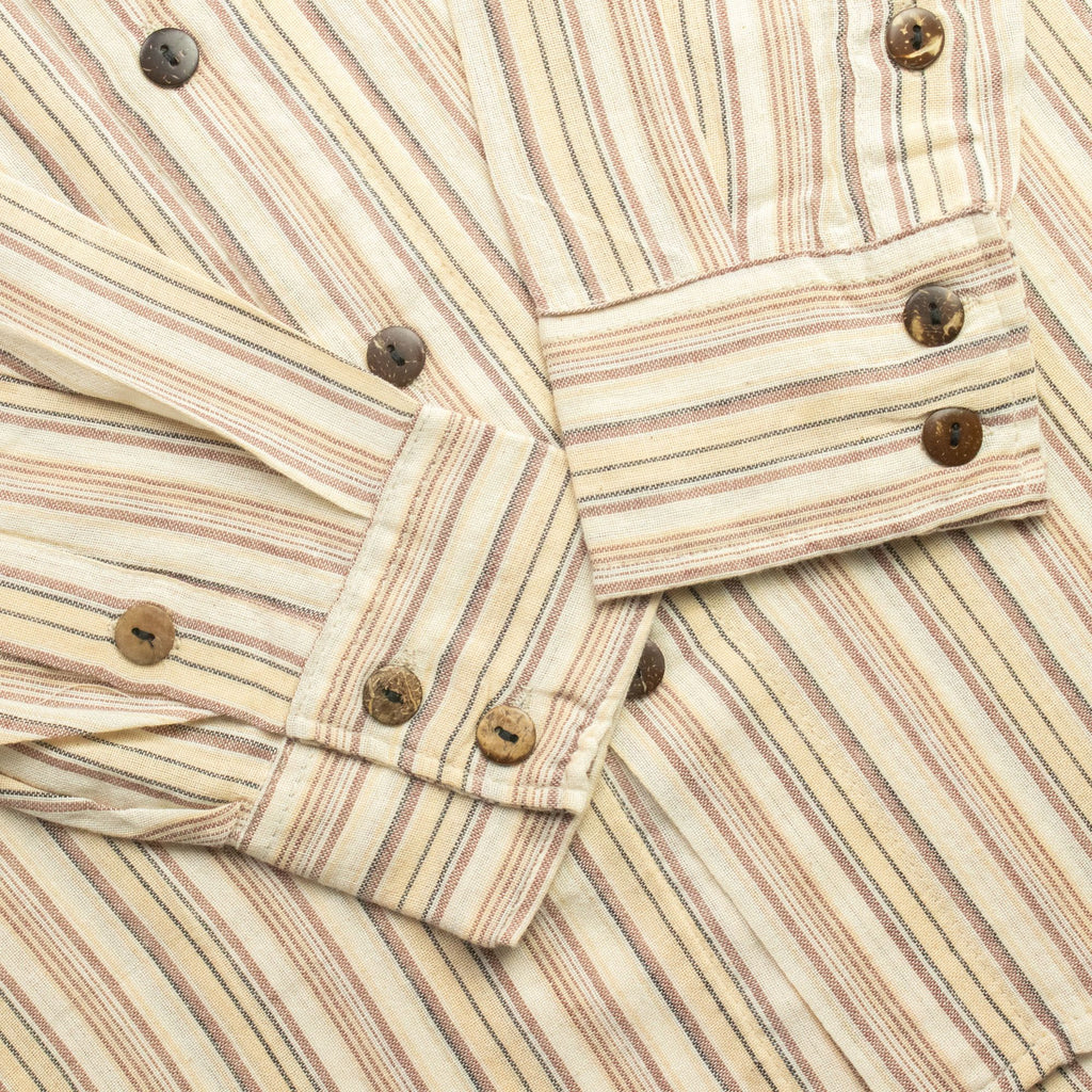 Nomad Sari Grandad Shirt in Brown Beige for Everyday Style