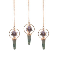 Cosmic Navigator- Two Piece Spinning Merkaba Star in Copper Pendulum -  Amethyst & Labradorite