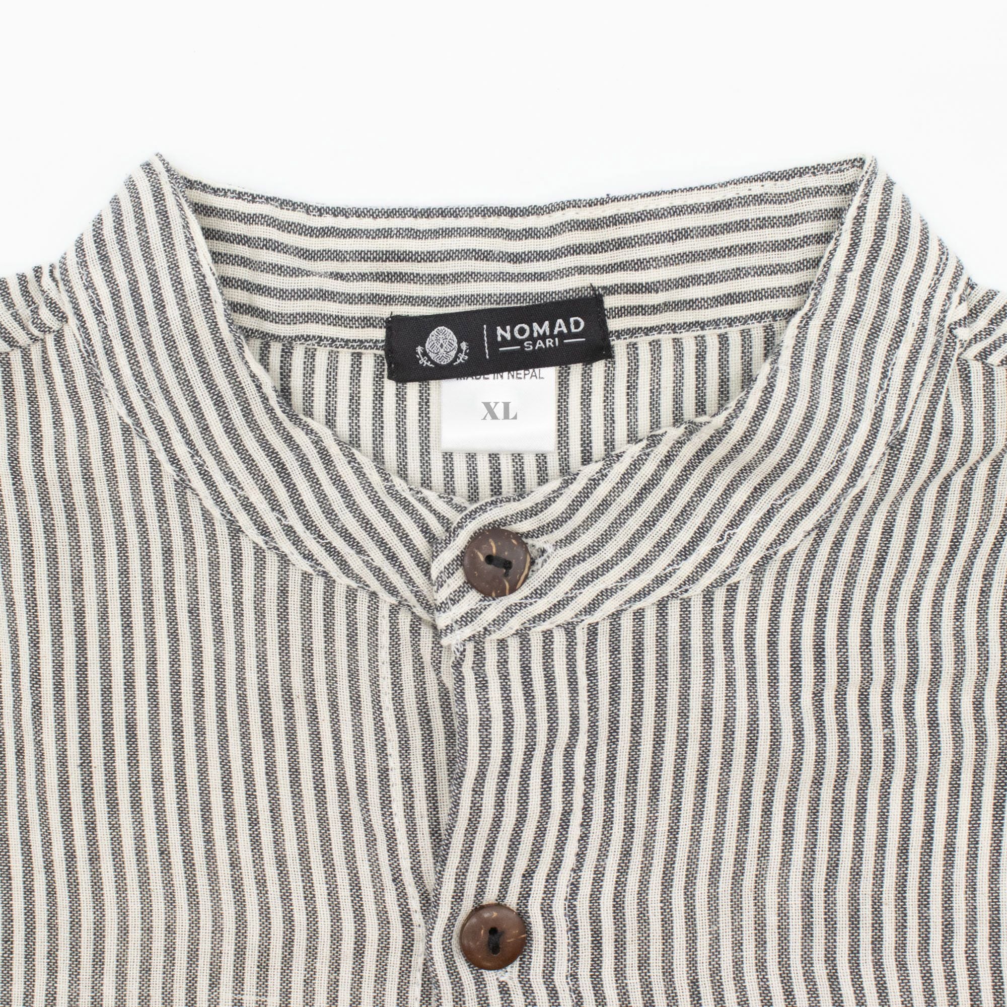 Nomad Sari Grandad Shirt in Grey Stone for Everyday Style