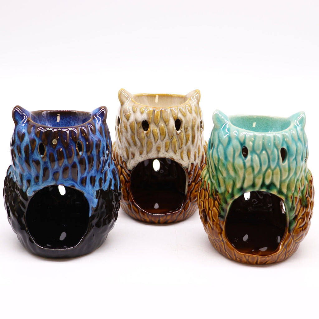 Classic Rustic Owl Oil Burner with Assorted Designs for Fragrance