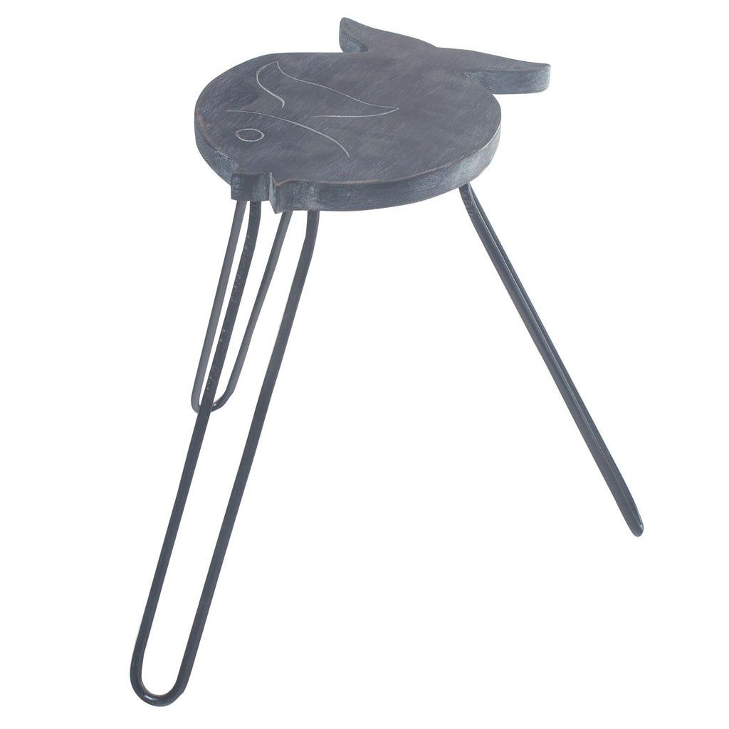 Albasia Wood Fish Stand in Greywash for Stylish Plant Display