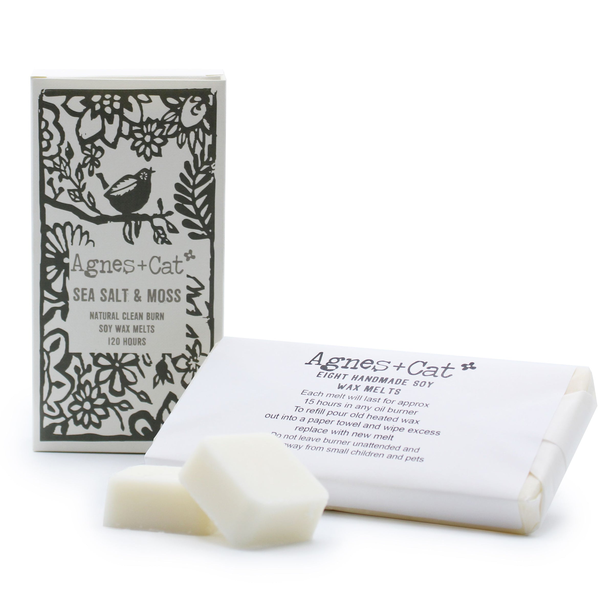 Agnes + Cat Box of 8 Wax Melts - Sea Salt & Moss
