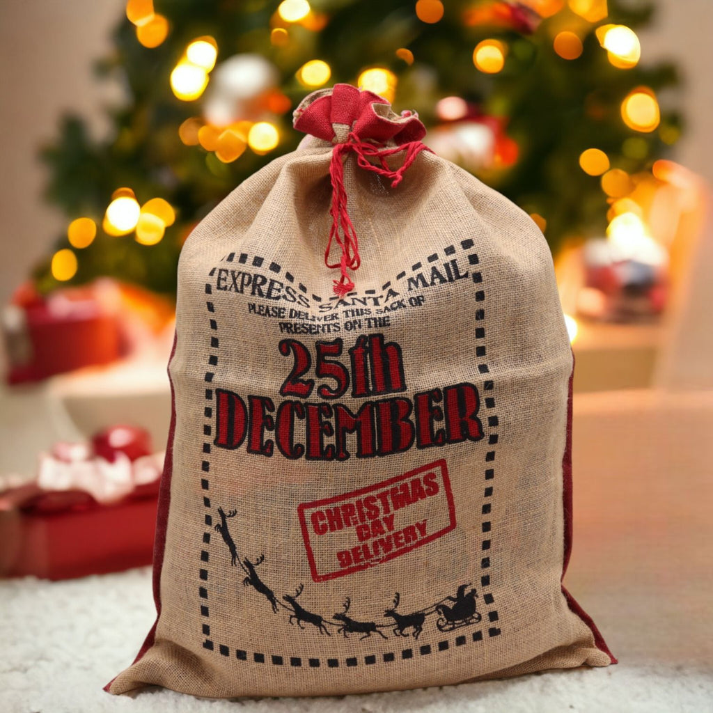 25th December Jute Sack for Storing Christmas Presents Safely
