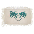 Linen Cushion Cover 30x50cm with Palm Tree and Fringe Detail