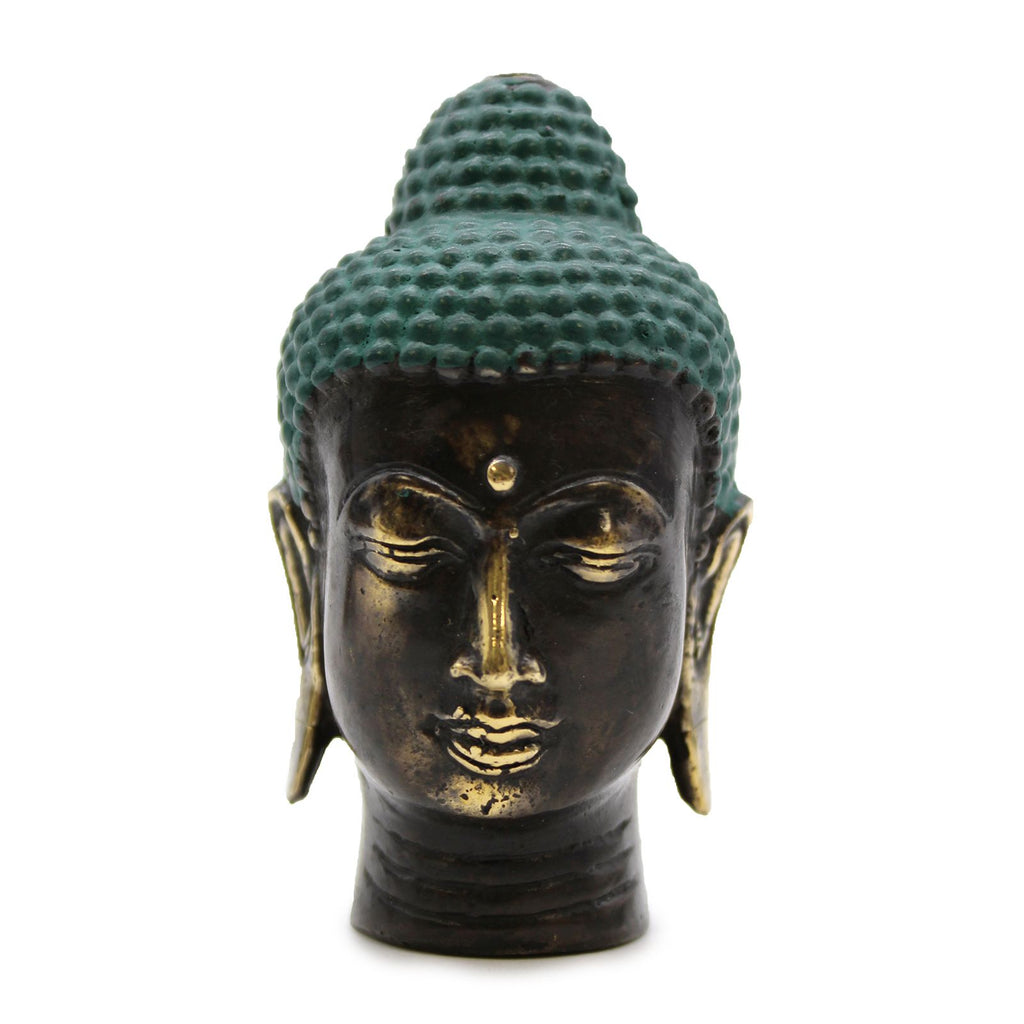 Small Antique Brass Buddha Head for Home Decor and Feng Shui Use