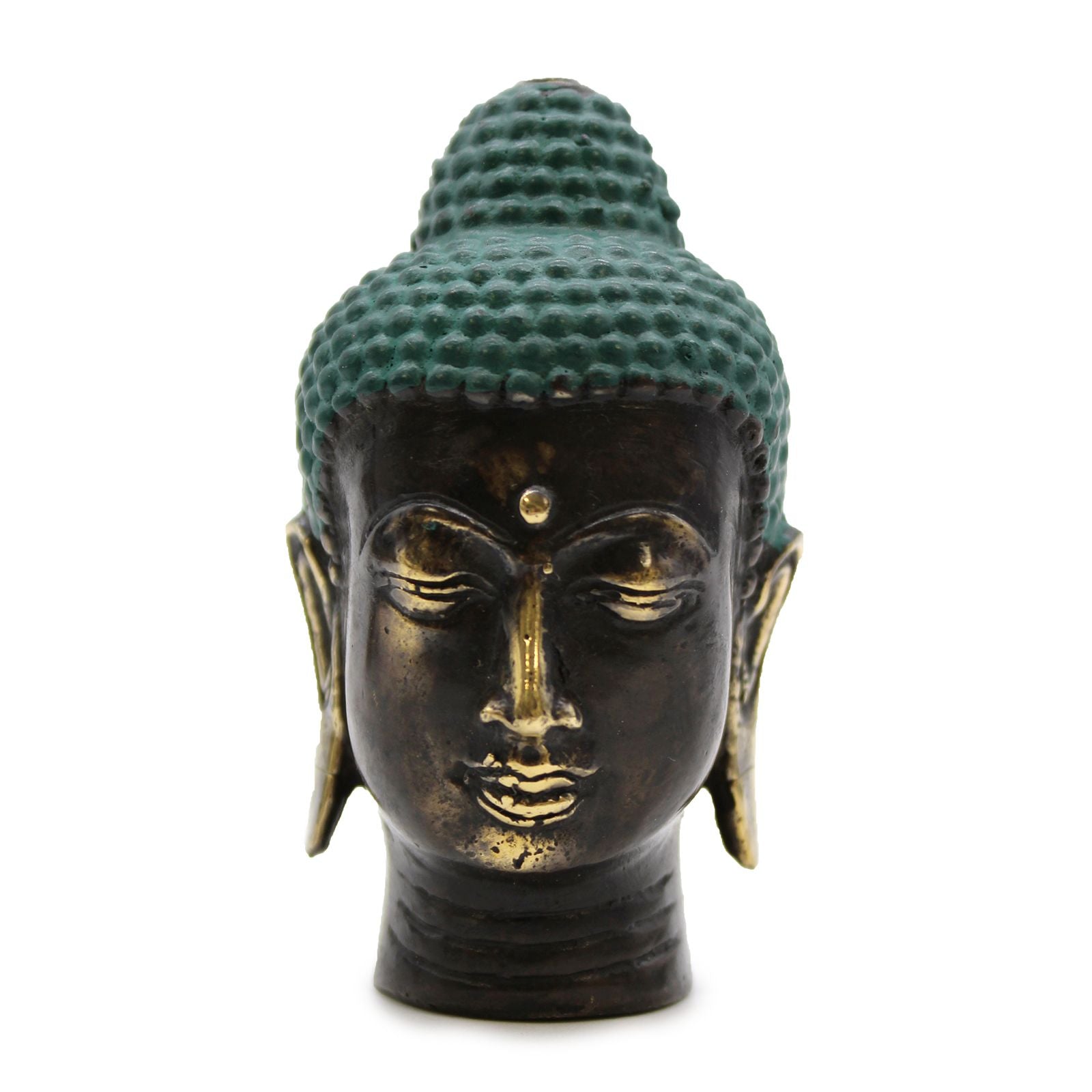 Small Antique Brass Buddha Head for Home Decor and Feng Shui Use