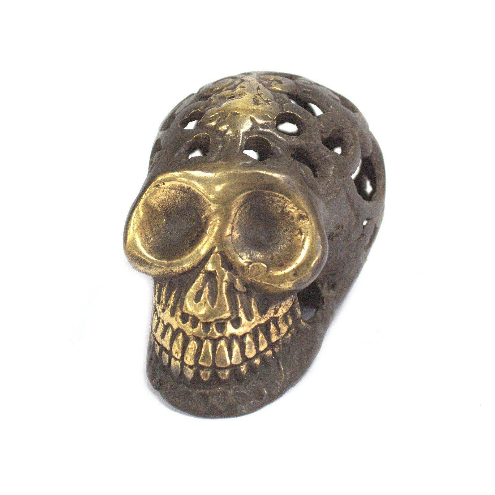 Vintage Brass Skull Small Decorative Fengshui Home Accent Piece