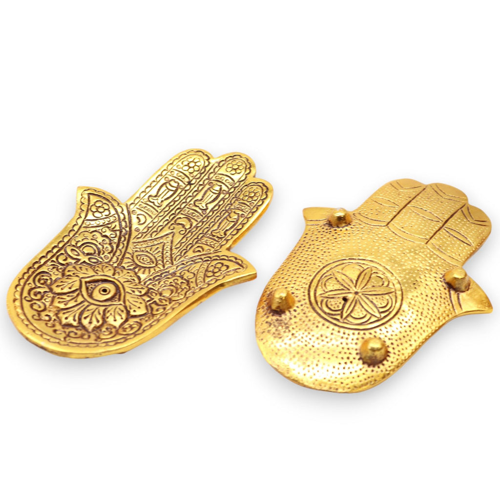 Gold Aluminium Small Hamsa Incense Holder for Home Decor