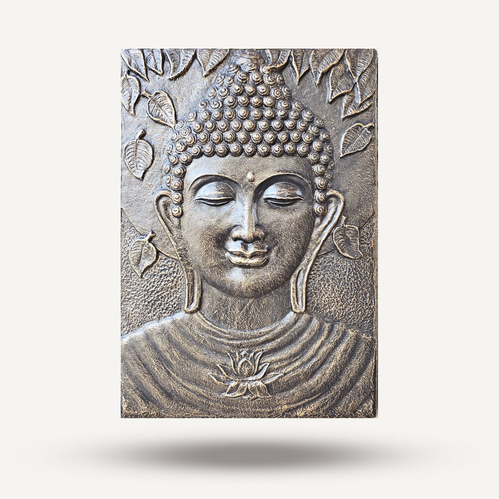 Large Buddha Iron Frame Antique Gold Relief 0.7x1m Artwork