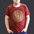 Nomad Sari Stonewashed Cotton T Shirt with Mandala Design Maroon