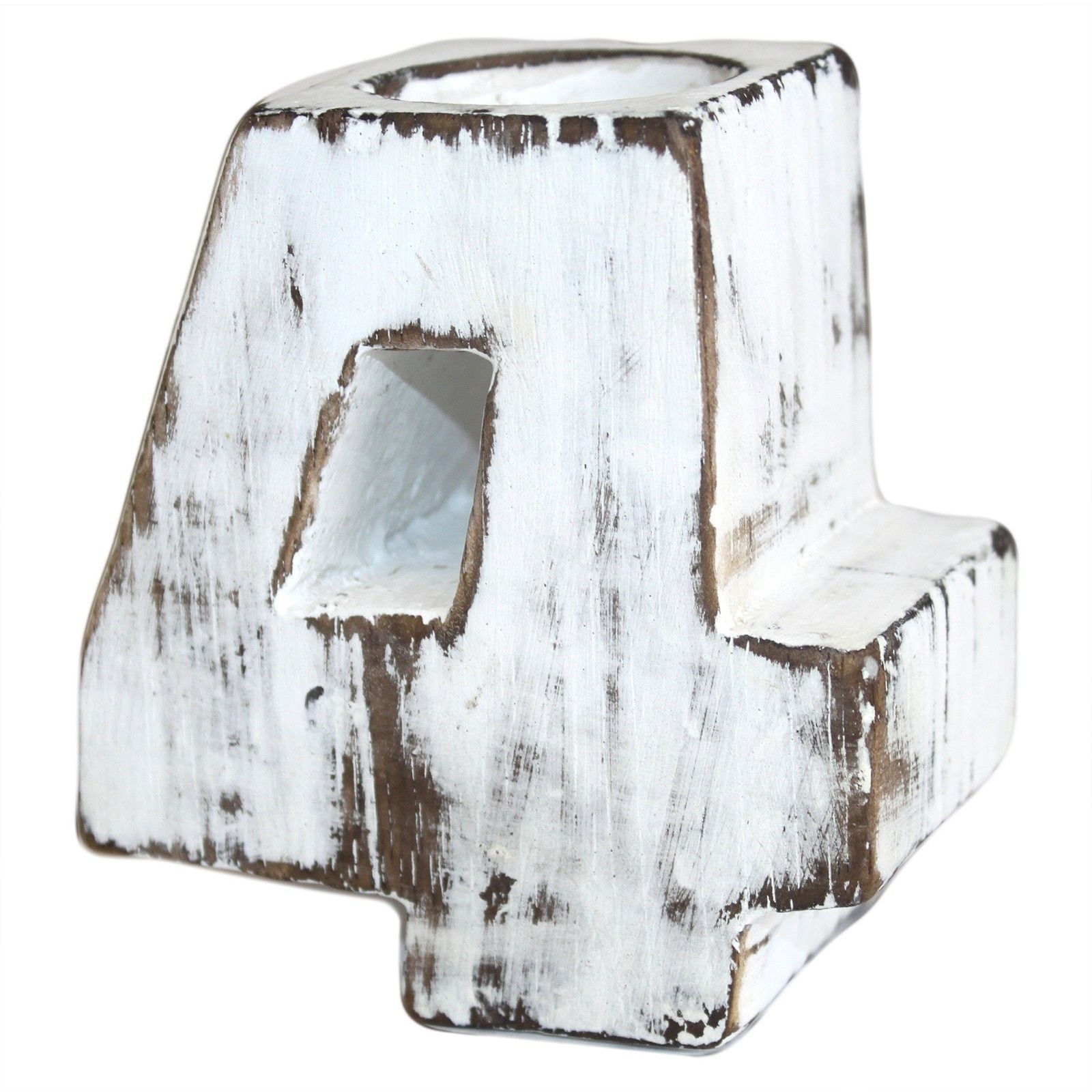 Wooden Birthday Numbers Candle Holder No.4 for Celebrations