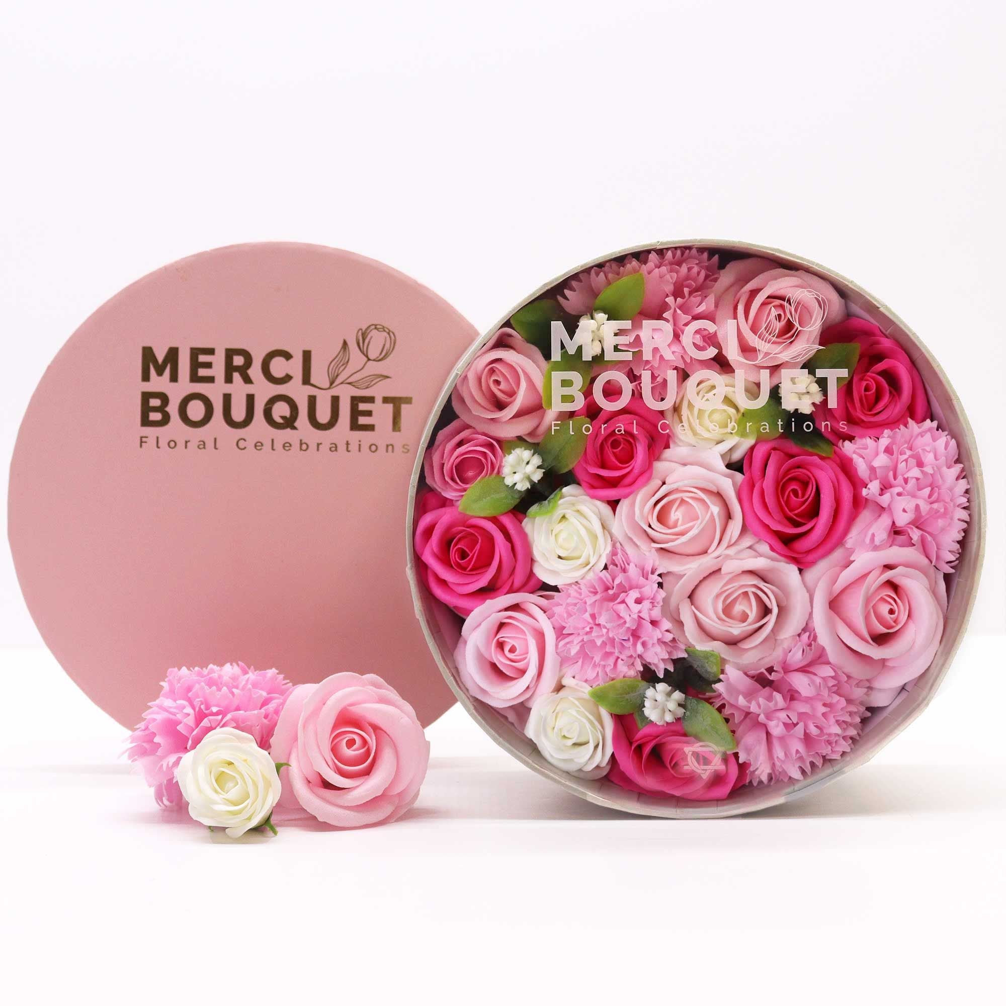 Round Box Baby Blessings Pinks Soap Flowers Gift Box for Occasions