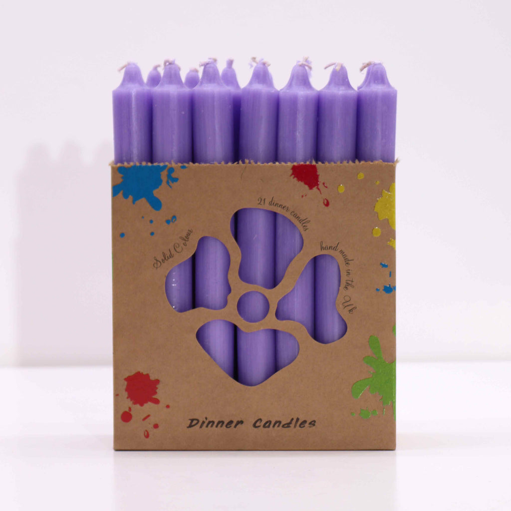 Solid Colour Dinner Candle Set of 21 in Rustic Lilac for Dining
