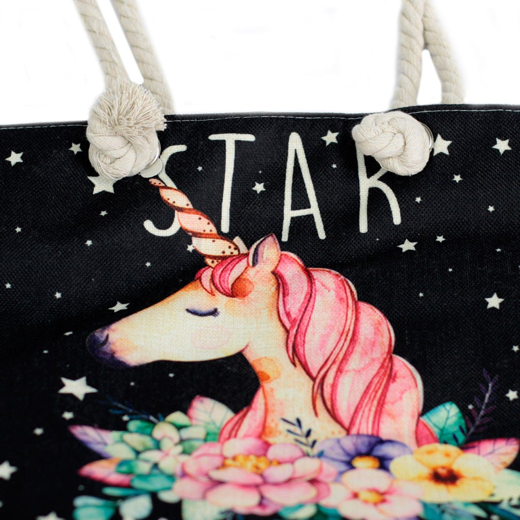 Rope Handle Bag with Star Keeper Unicorn Design for Everyday Use