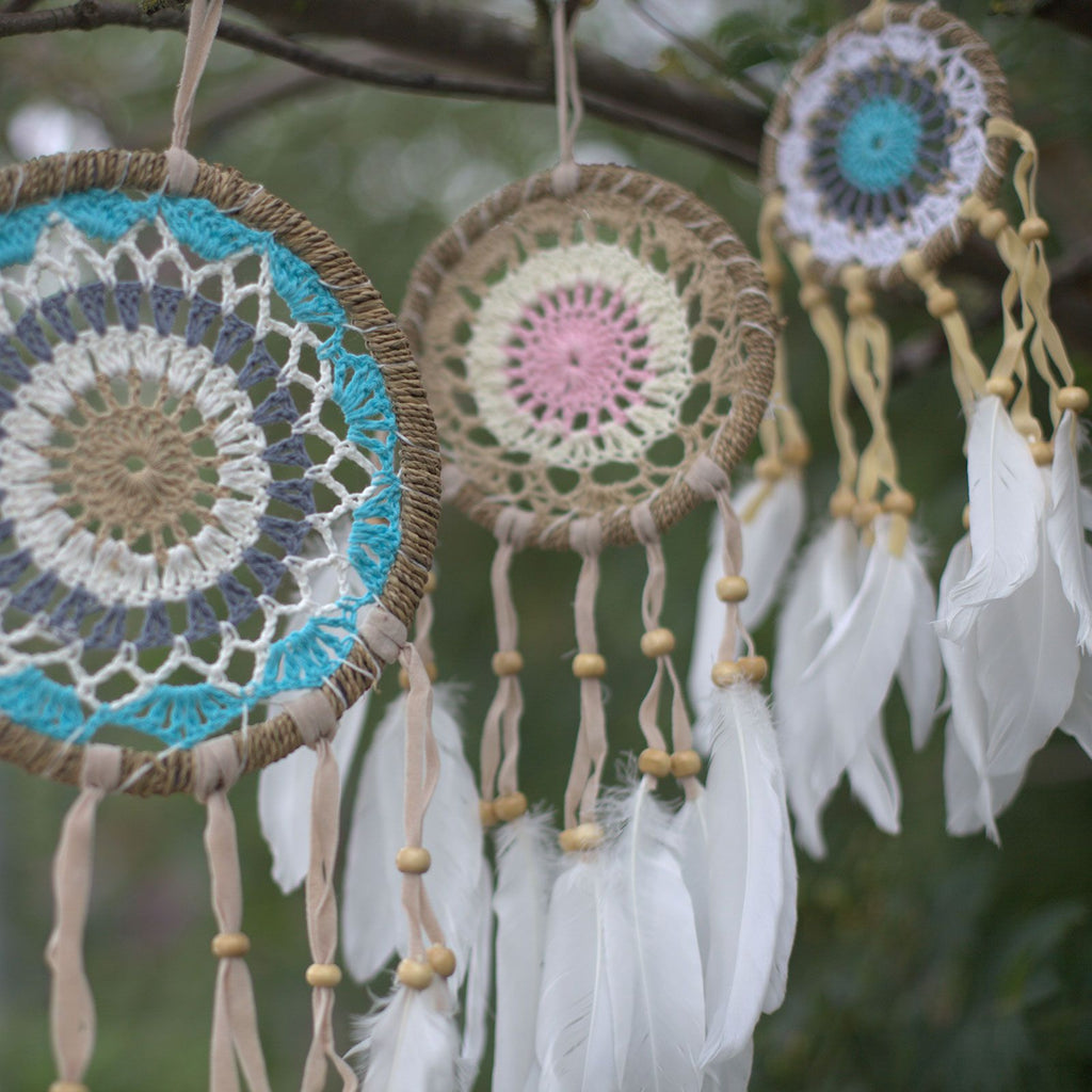 Pastel Pink Macramé Dream Catcher 12cm for Home Decor