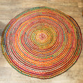Round Jute and Recycled Cotton Rug 150 cm for Stylish Living Areas