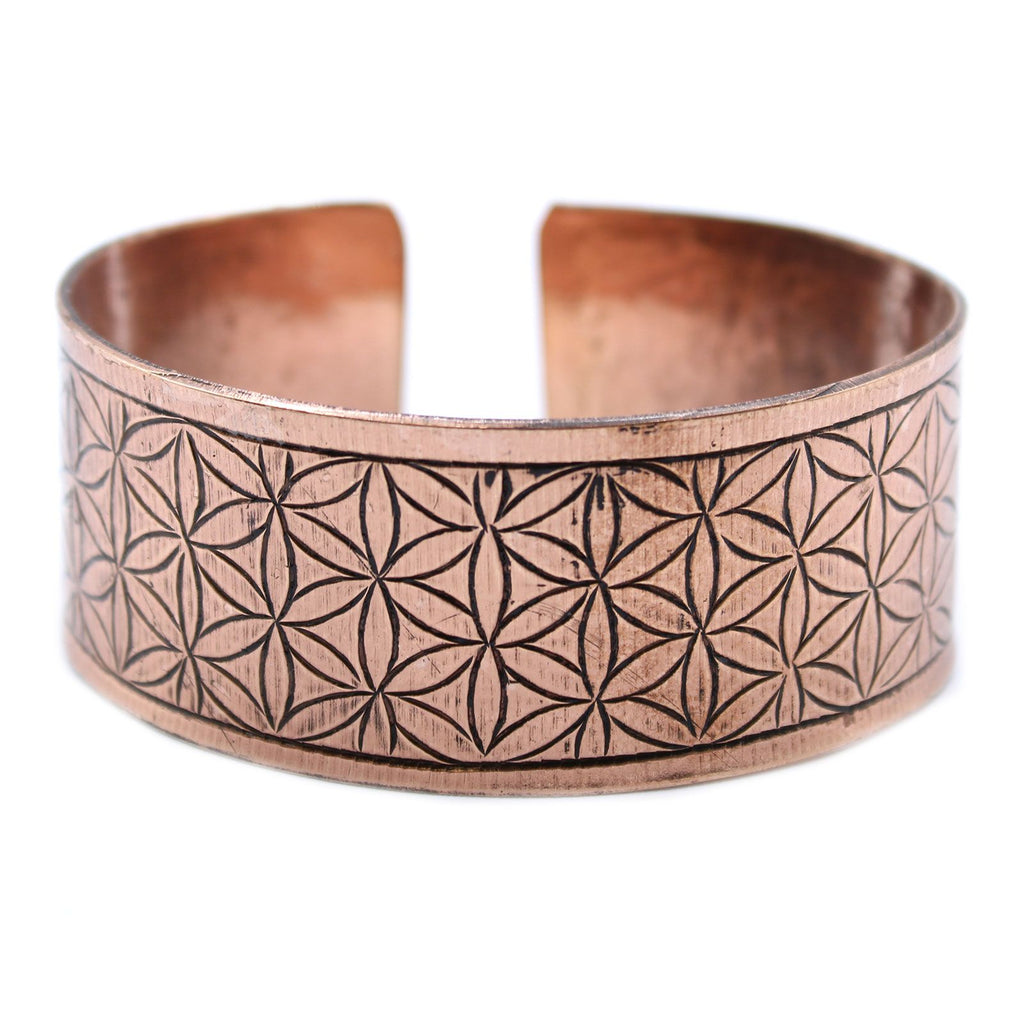 Copper Tibetan Bracelet Featuring Elegant Flower of Life Design