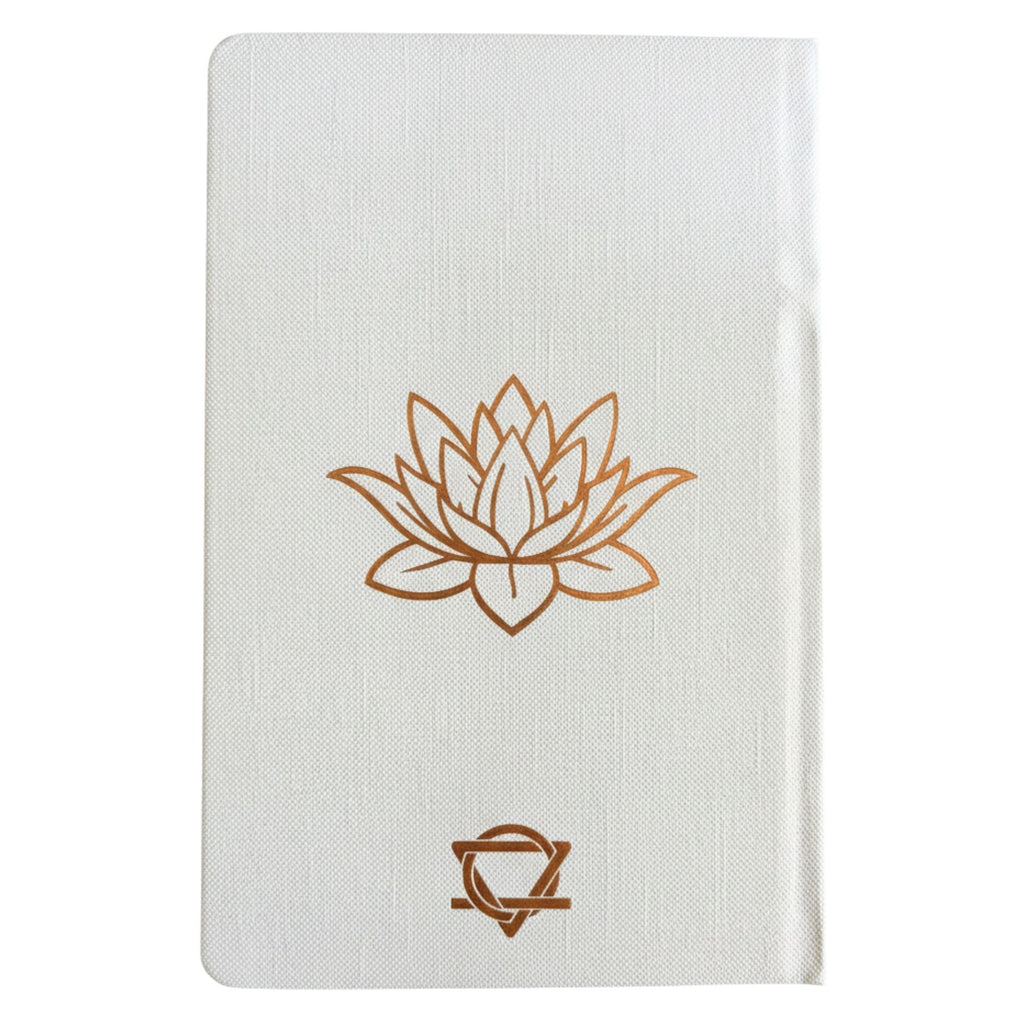 Elegant White Wellness Journal with Rose Gold Tree of Life Design
