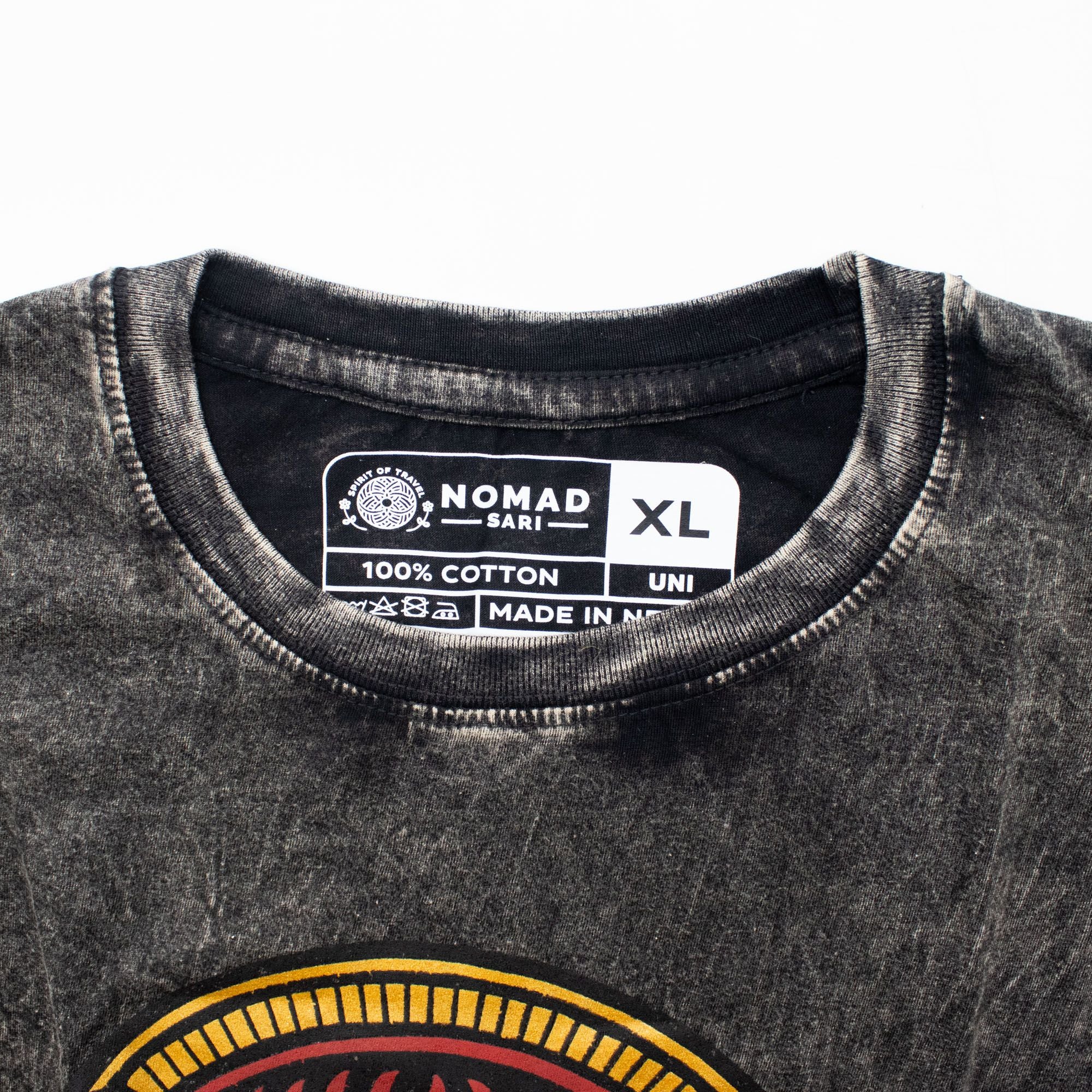 Nomad Sari Stonewashed Cotton T Shirt Rebel Charcoal XL Size