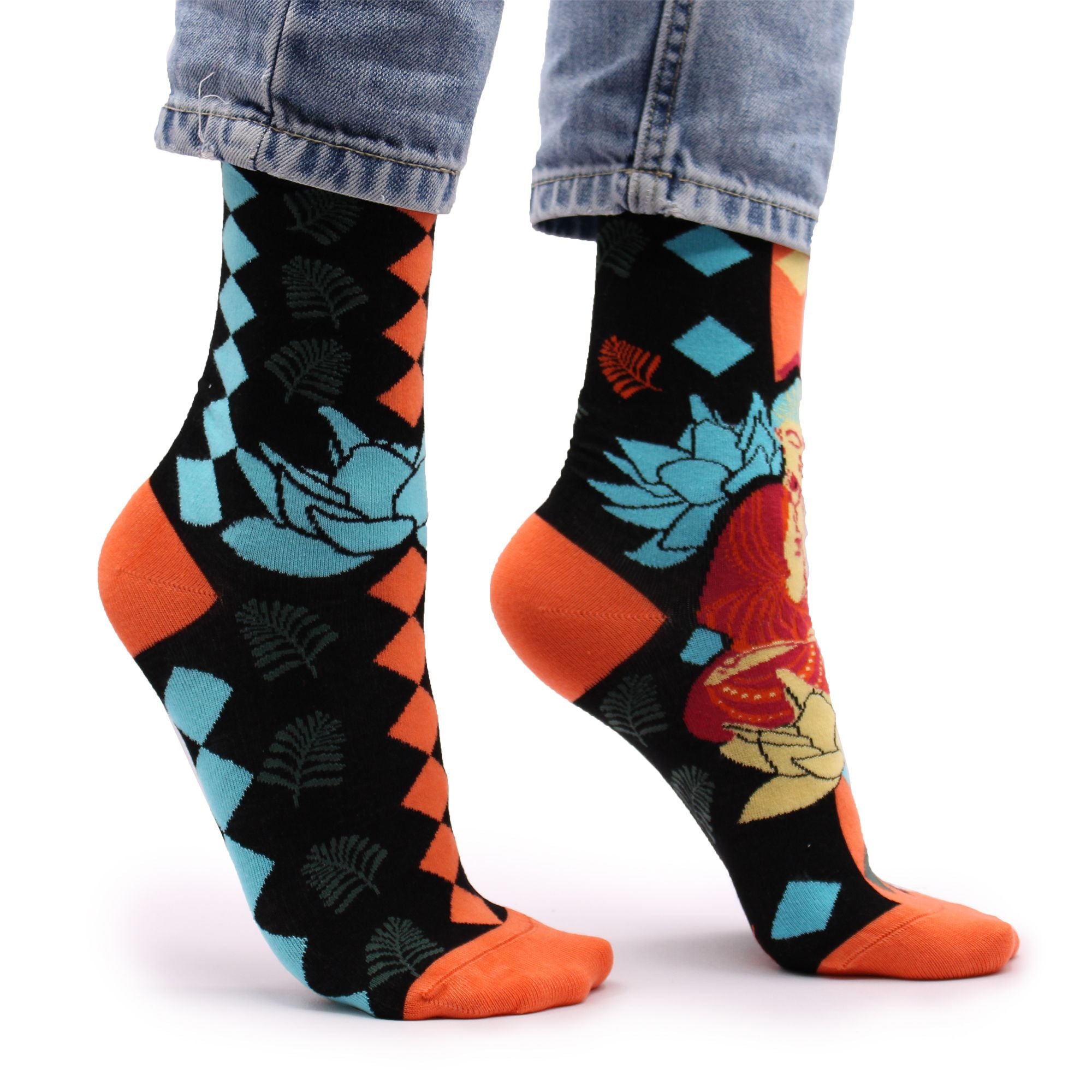 Hop Hare Bamboo Socks S/M - Blue Buddha & LotusÂ