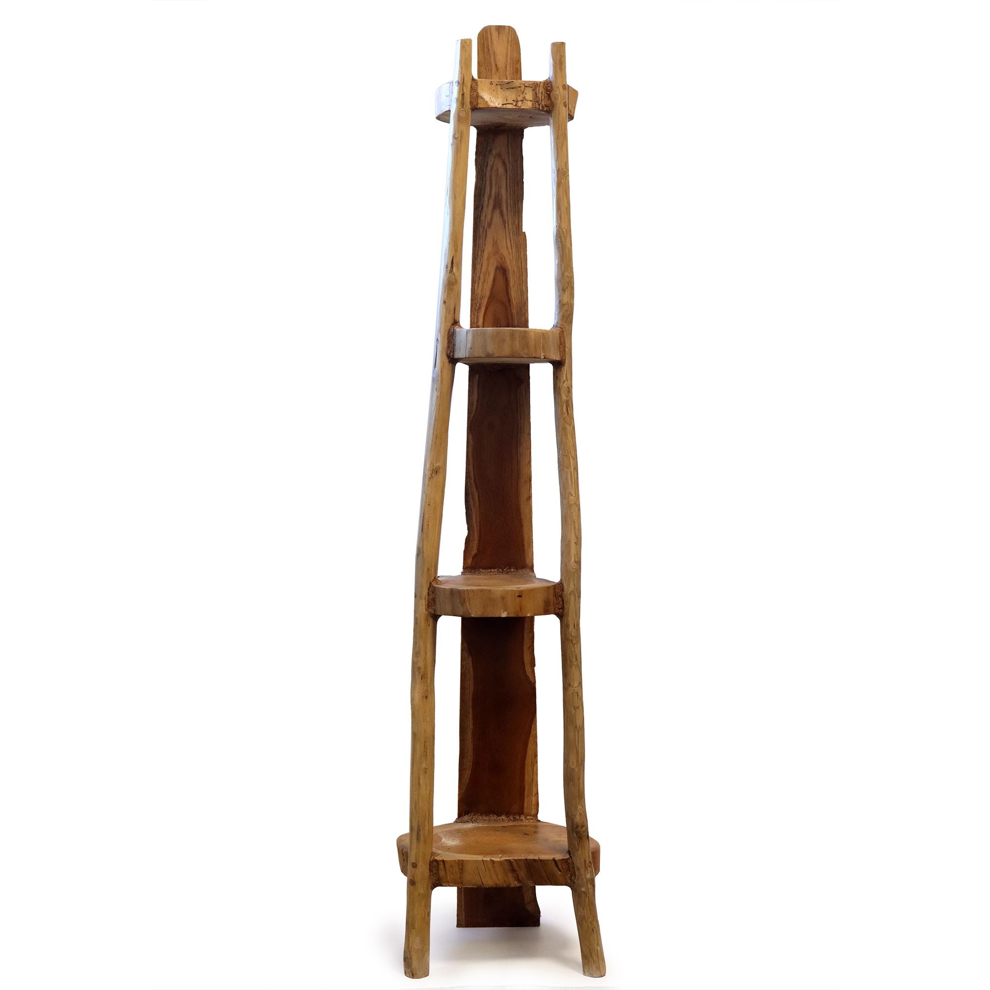 Natural Teak Corner Unit with 4 Shelves for Stylish Display