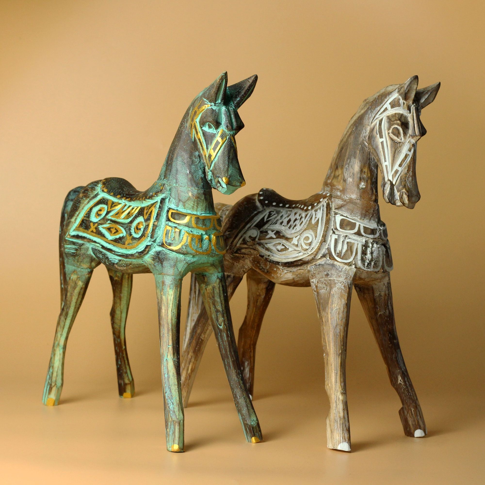 Large Antique Horse 32 cm Wooden Carved Decorative Figure
