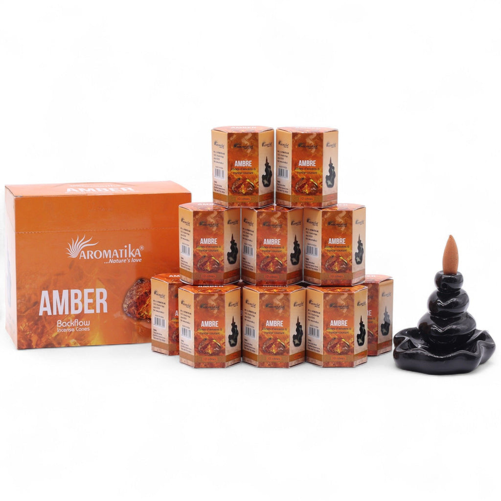 Pack of 10 Aromatika Masala Backflow Incense Cones Amber Aroma
