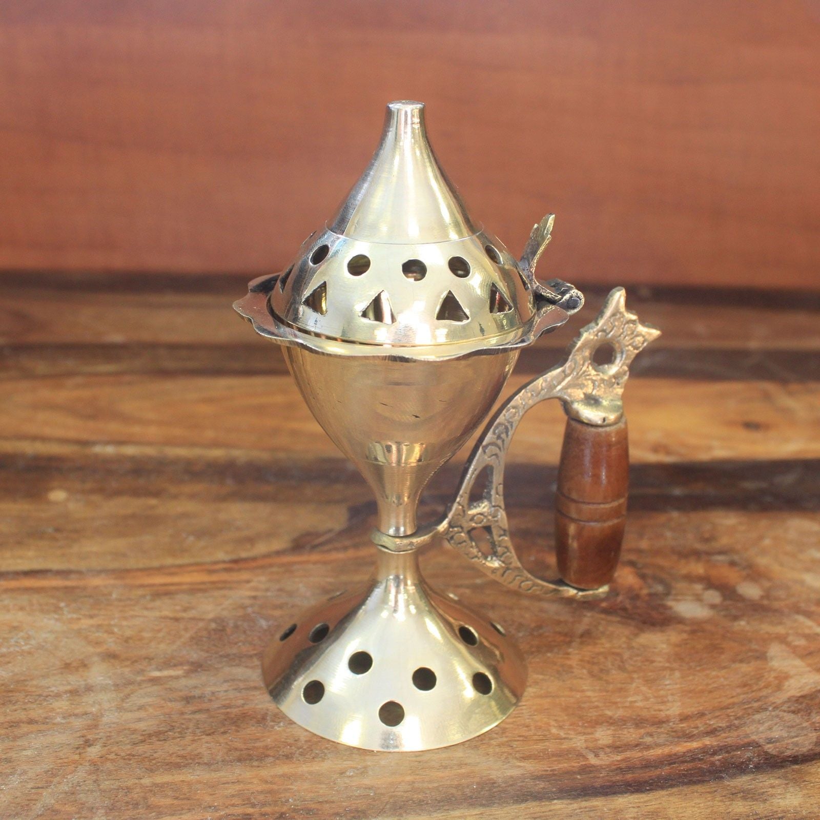Elegant Cone Burner with Handle for Incense and Charcoal Use
