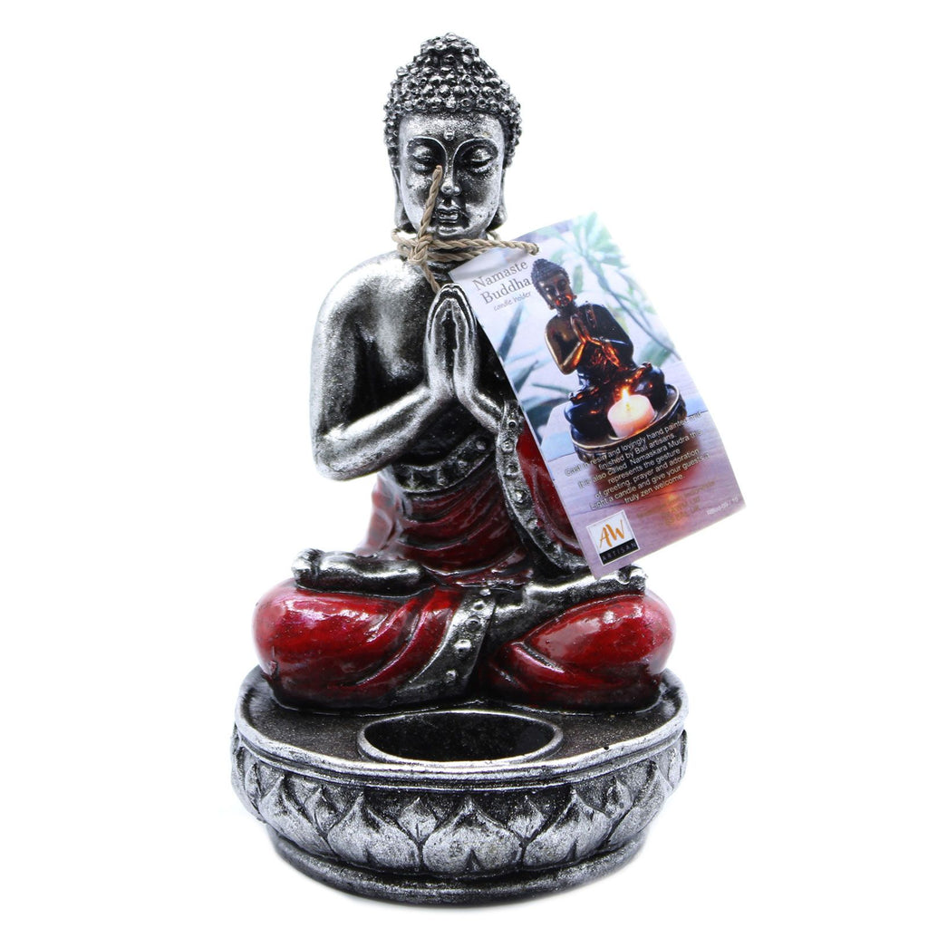 Medium Red Buddha Candle Holder for Home Decor and Gifts