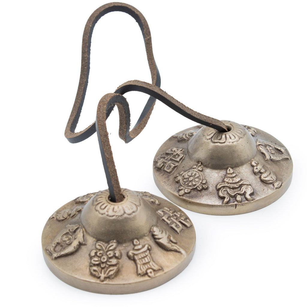 Premium Brass Tibetan Tingsha Bells with Lucky Symbols Design