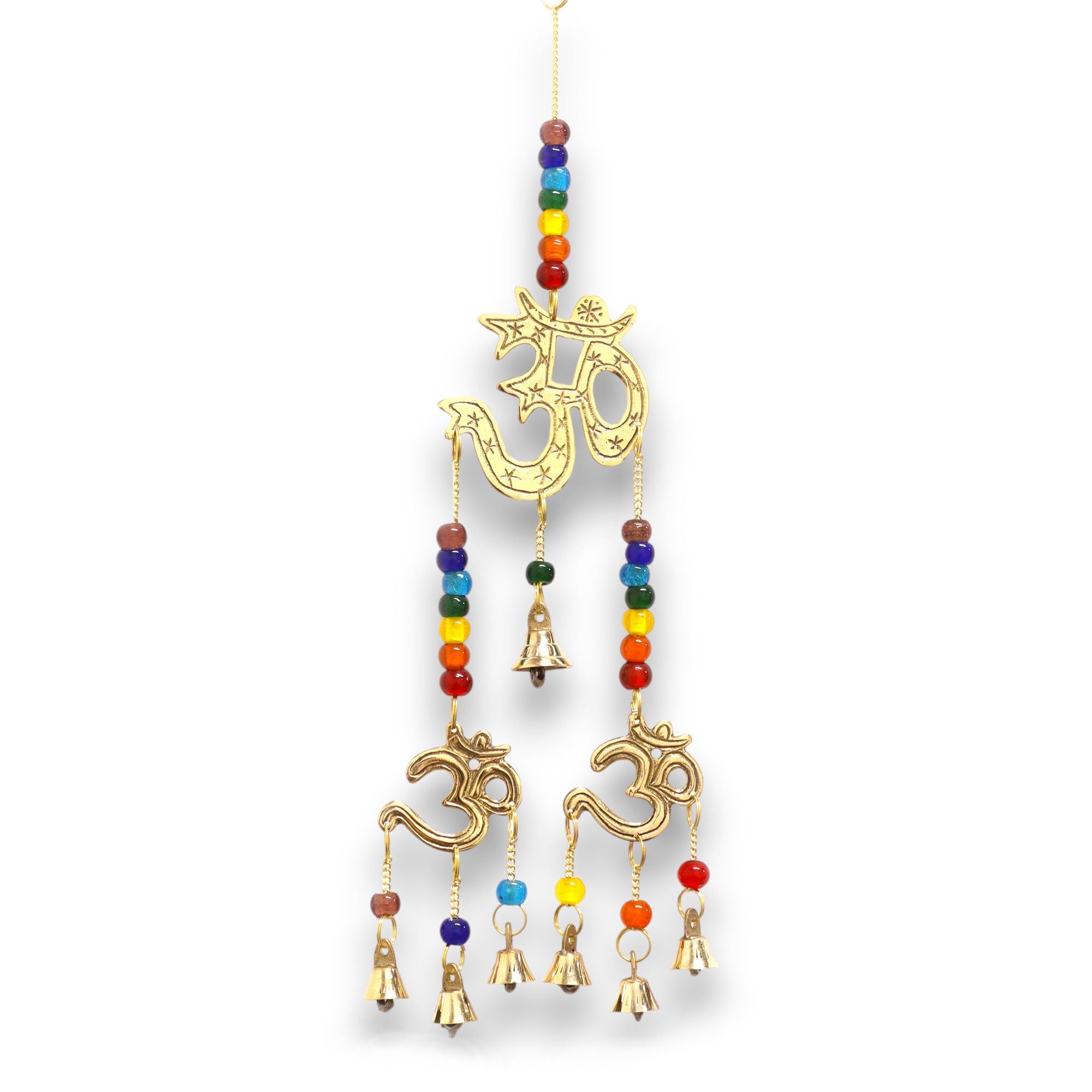 Indian Chimes Brass Om with Chakra Beads and 7 Melodic Bells