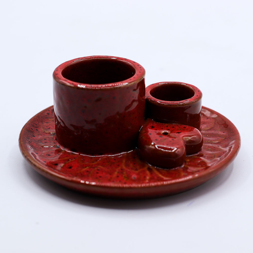 Palo Santo Stick & Smudge Holder Mandala Red with Heart Design