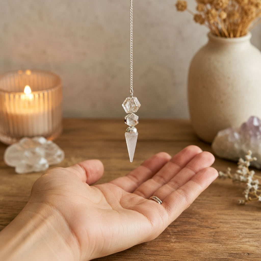 The Architect of Clarity Three Piece Pendulum Crystal Quartz Design