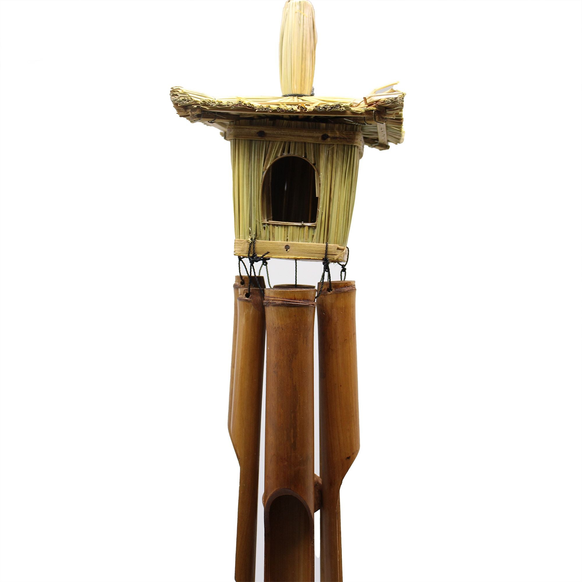 Square Seagrass Bird Box with Chimes for Charming Outdoor Decor