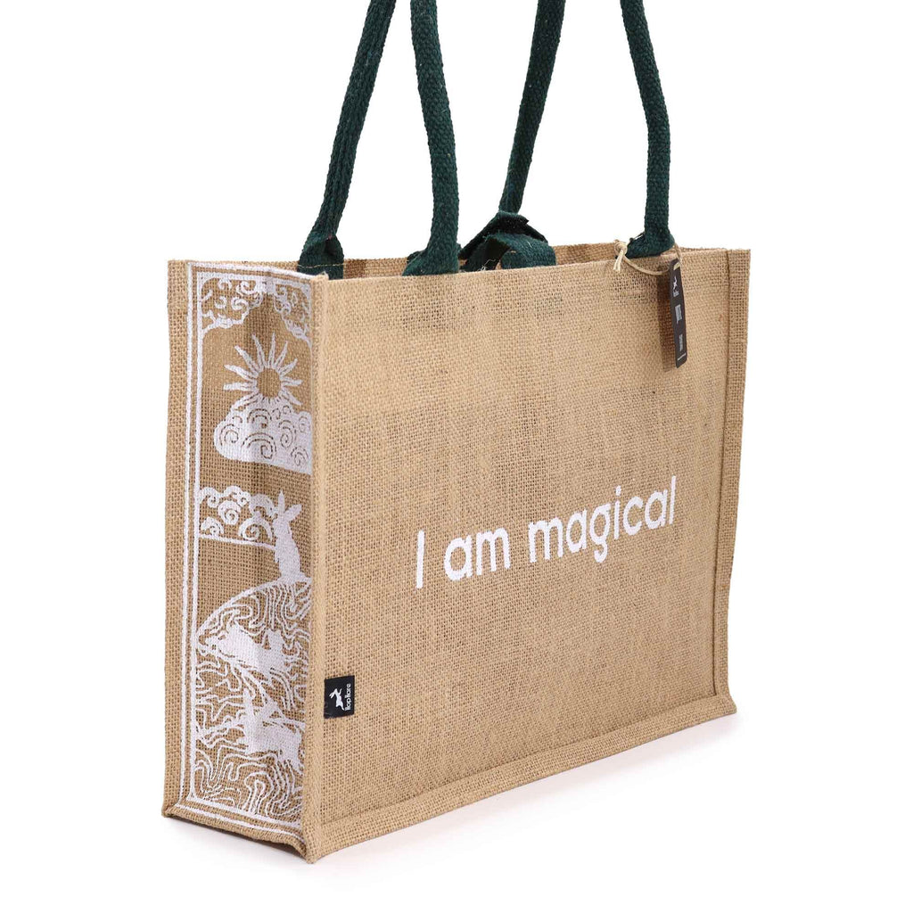 Hop Hare Jute Big Bag with I am Magical Design for Eco Fashion