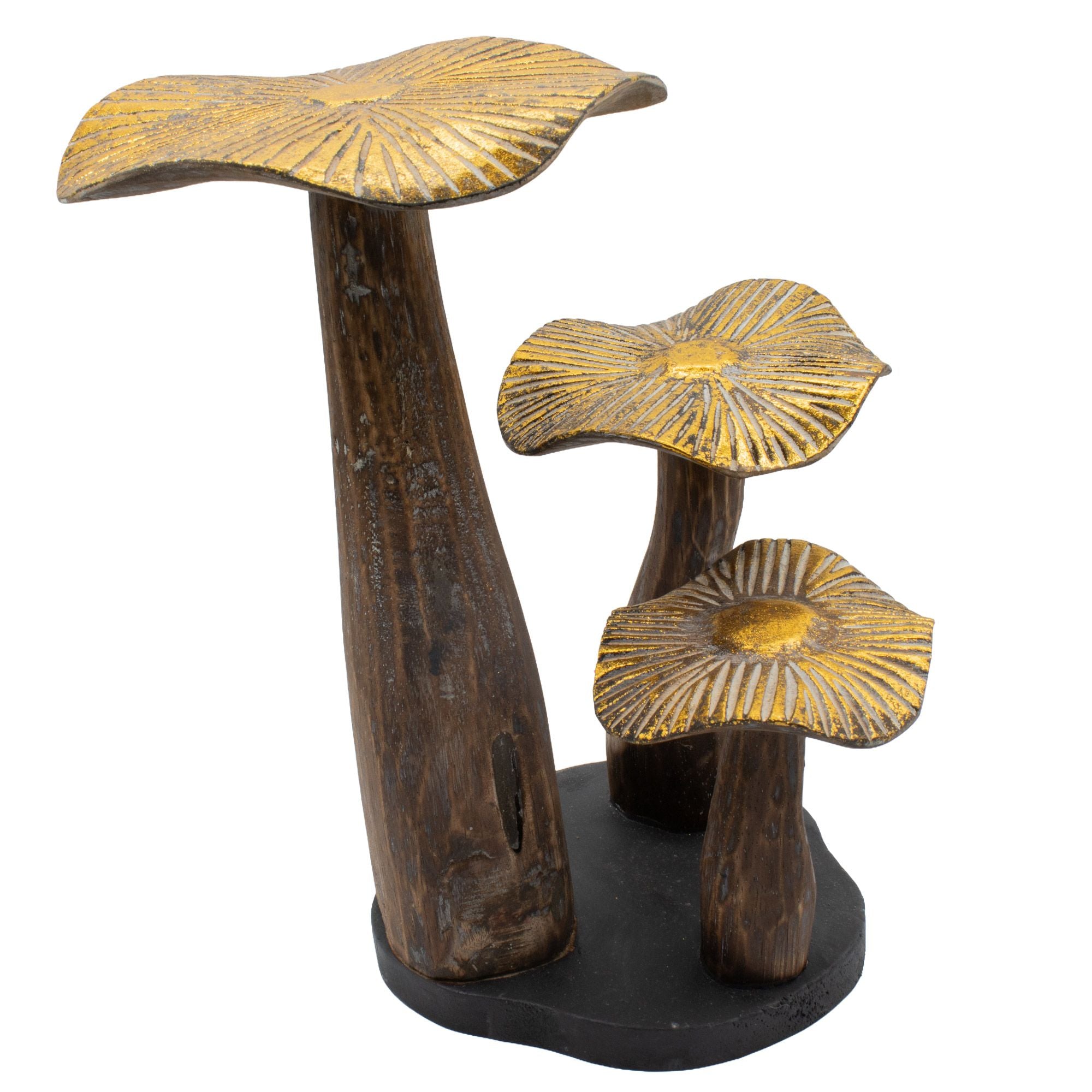 Large Golden Mushroom Art 32cm Unique Decorative Sculpture
