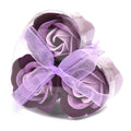Set of 3 Soap Flower Heart Box with Lavender Roses for Gifting