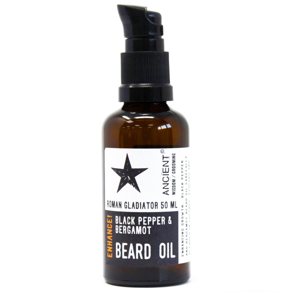 50ml Roman Gladiator Beard Oil with Black Pepper and Bergamot