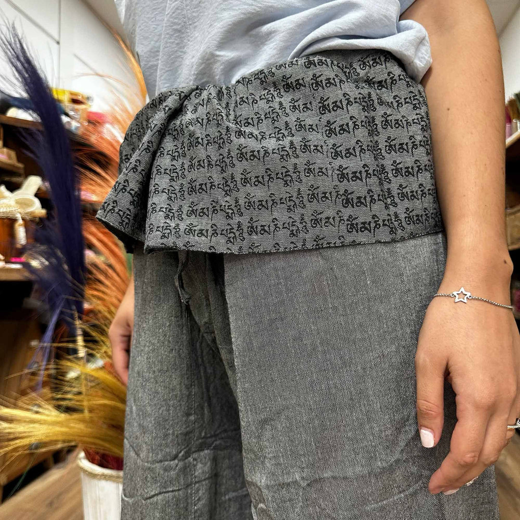 Yoga and Festival Pants Thai Fisherman Mandala Mantra in Grey