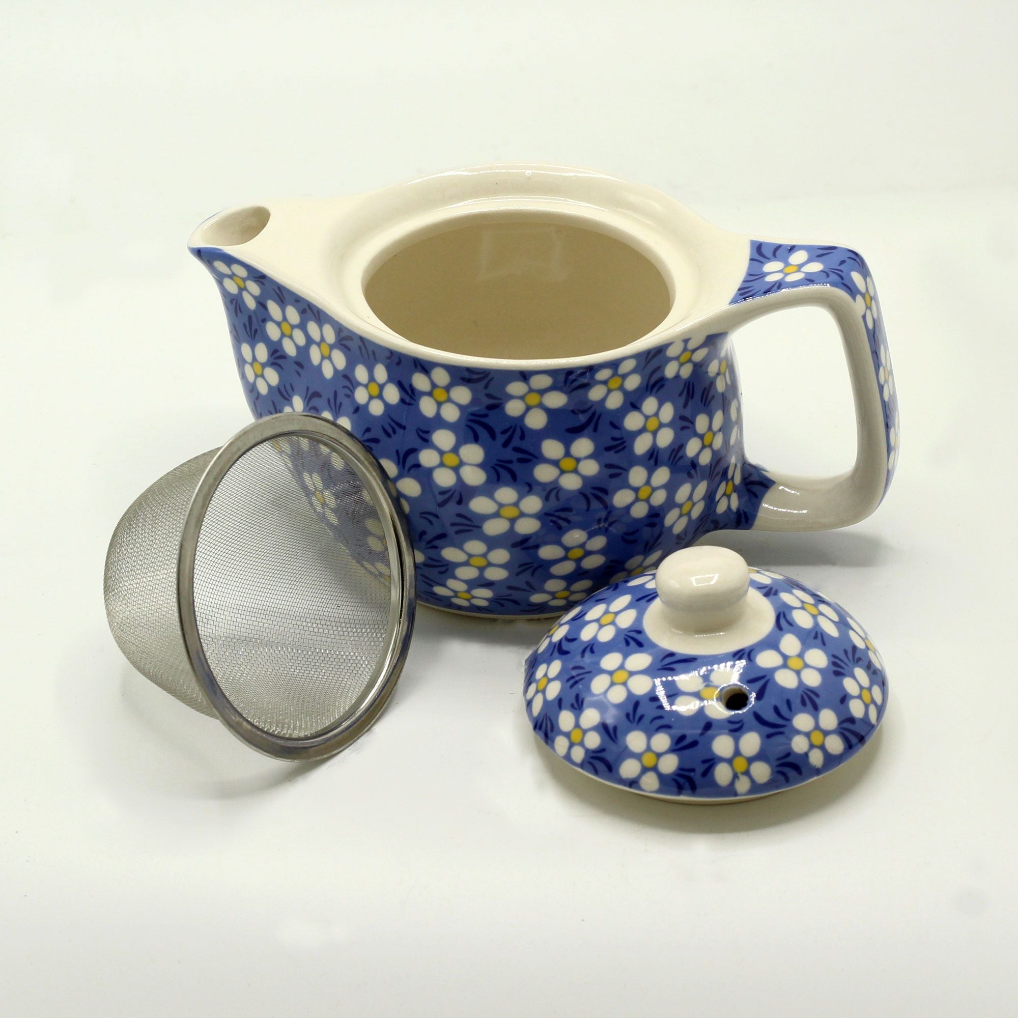 Small Herbal Teapot Blue Daisey for Personal Tea Enjoyment Set