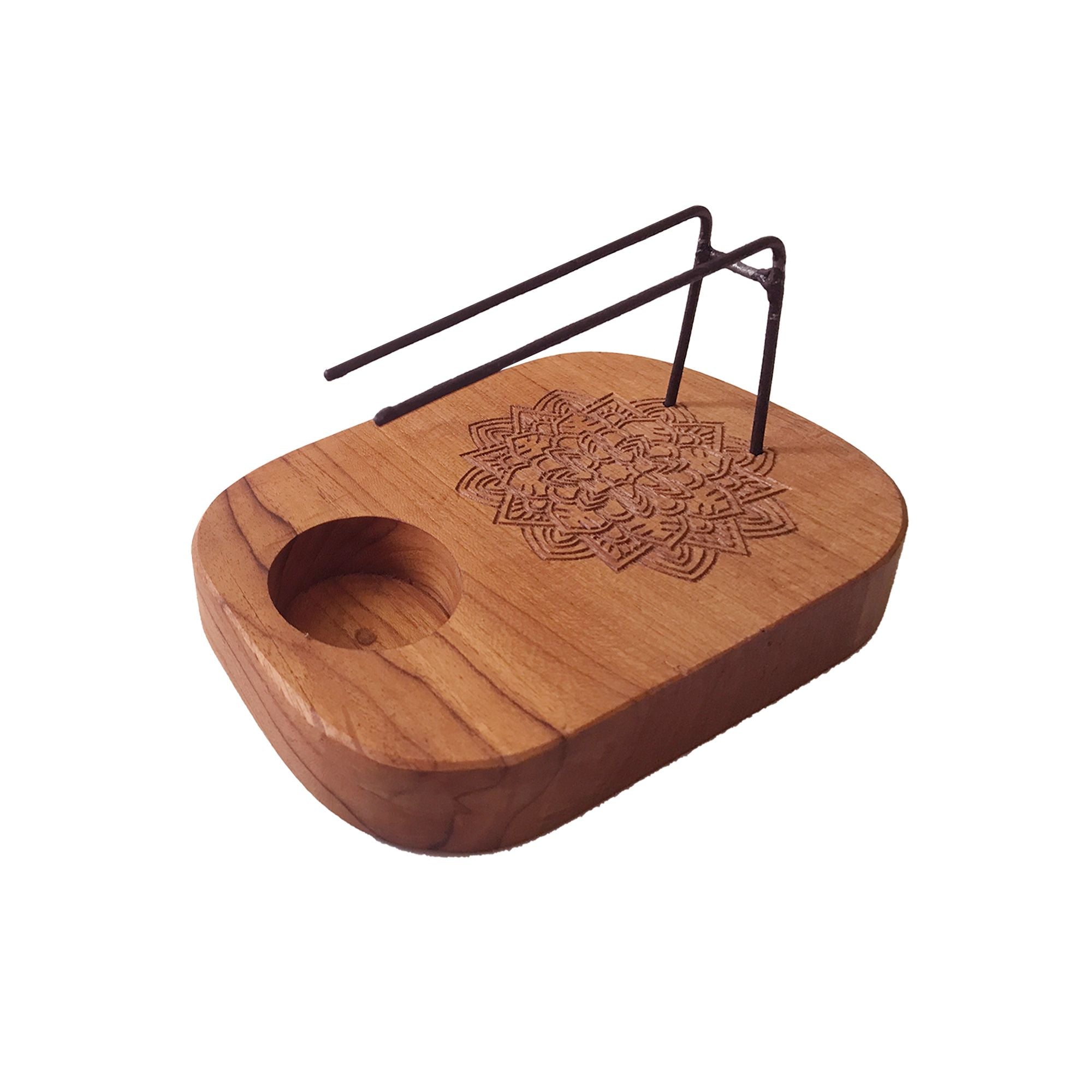 Palo Santo Heater Teak Wood with Mandala Design for Aromatherapy