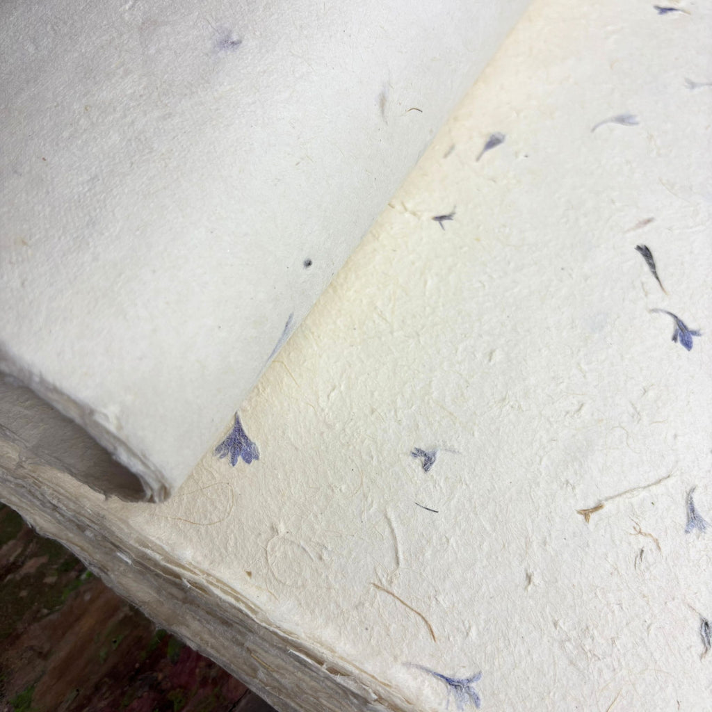 Lokta Craft & Wrapping Paper 51x76cm with Cornflower Petals