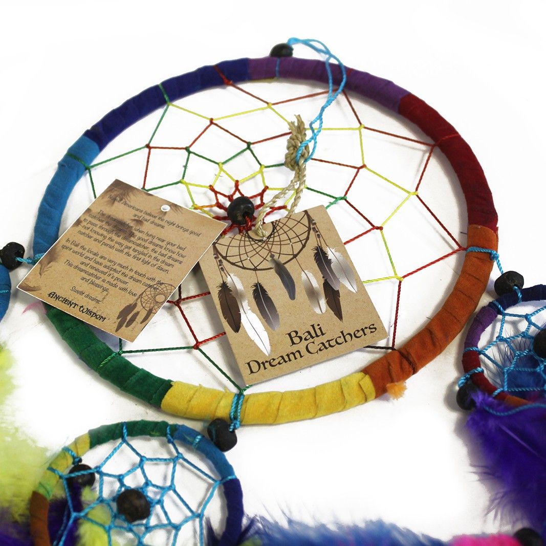 Bali Dreamcatchers Large Round Turquoise Pink and Purple Design