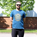 Nomad Sari Stonewashed Cotton T Shirt with Hamsa Design in Blue