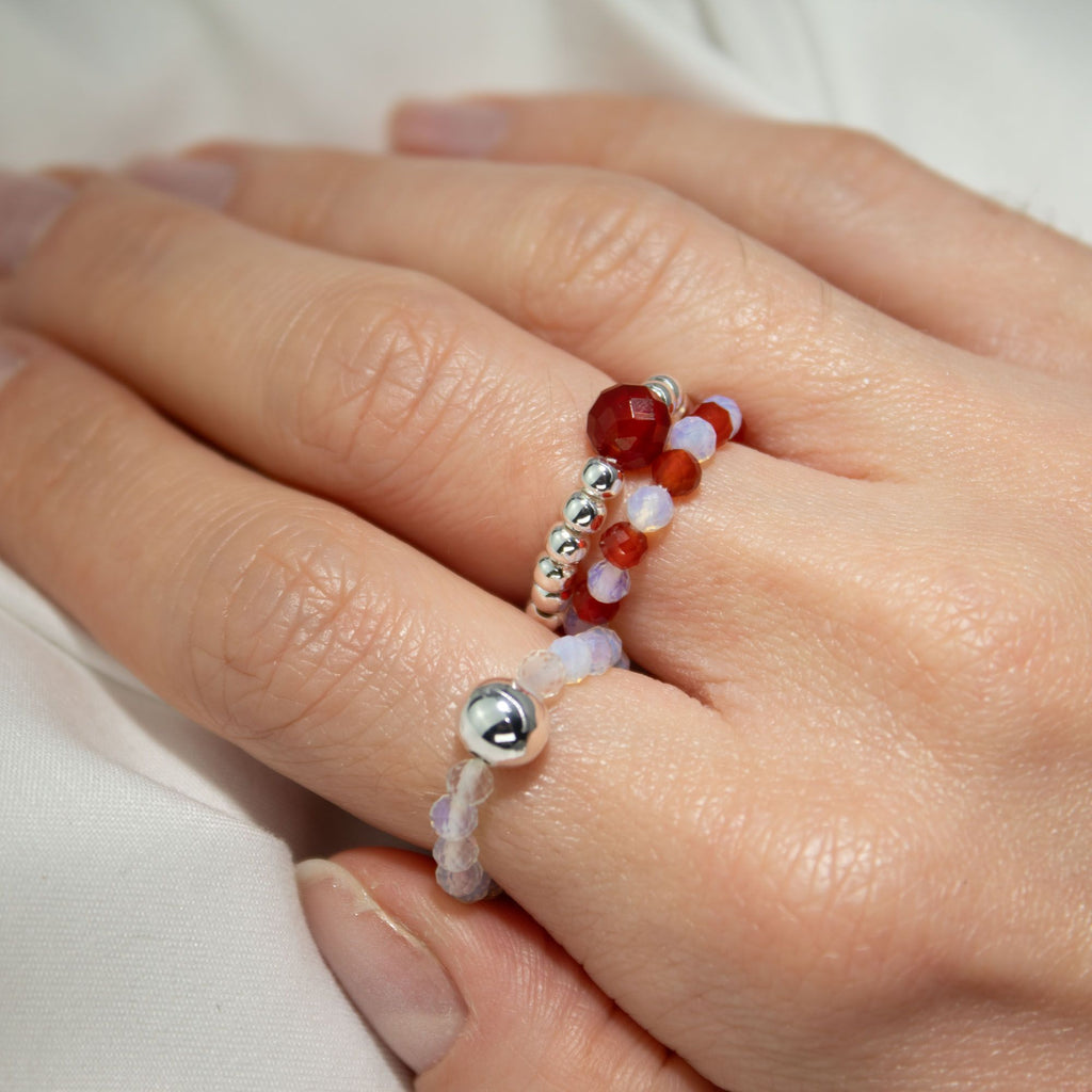 Nymph Spirit Gemstone Ring Set Blood Moon for Elegant Style