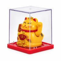 Mini Solar Powered Japanese Lucky Cat in Display Box – Yellow