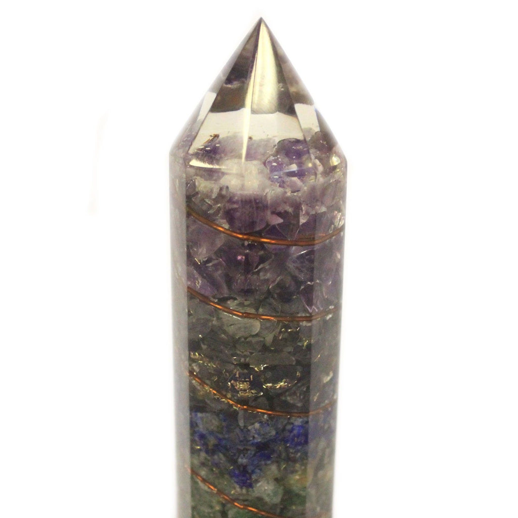 Orgonite Power Wand 15cm with Copper and Colourful Gemchips for Energy