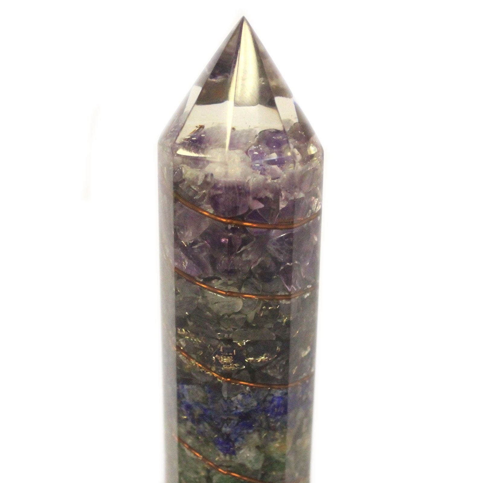 Orgonite Power Wand 15cm with Copper and Colourful Gemchips for Energy