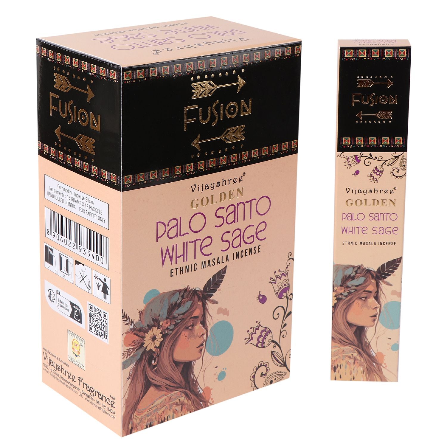 15g Golden Palo Santo and White Sage Incense Sticks for Aromatherapy
